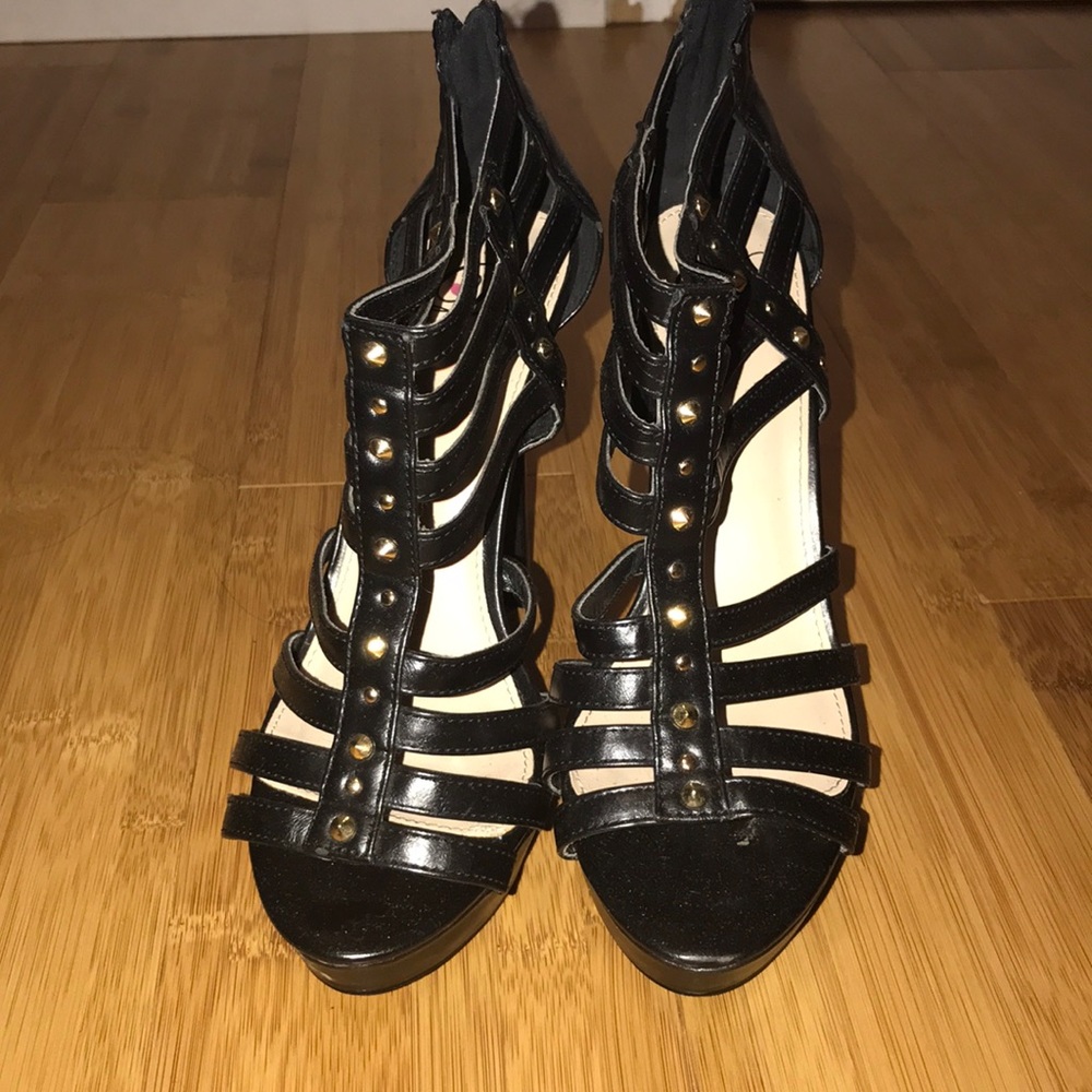 Black with gold stud heels